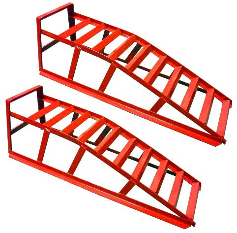 Rhyas Heavy Duty Car Ramps 2 Ton Metal Stands Pair 10 Rungs