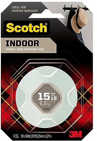 Scotch Indoor Mounting Tape 1-in X 50-in, White, Holds up to 10 lbs,1-Roll