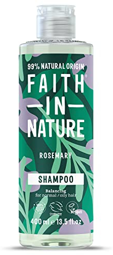Faith In Nature Natural Rosemary Shampoo, Stimulating for Normal Hair & Scalp, Vegan & Cruelty Free, No SLS, Silciones or Parabens, 400ml
