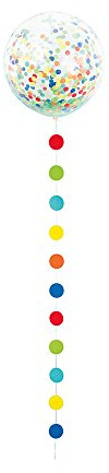 Clear Giant Balloons with Rainbow Confetti & Dots Tassel, 24 (12-Pack) – Premium Quality & Elegant Balloon Decorations, Perfect for Parties