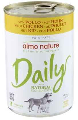 Almo Nature Daily, Alimento Umido per Cani Adulti con Pollo - 400g, Confezione da 24