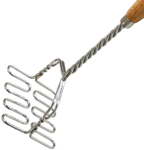 TESTRUT Kartoffelstampfer mit Holzgriff, Metall, Silver