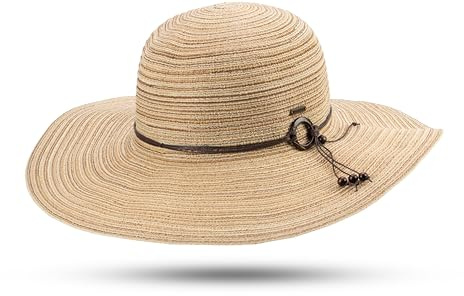 SCIPPIS Madura – Eleganter Damen-Sommerhut mit breiter Krempe | Luftiger & Leichter Sonnenhut für stilvolle Sommertage | Hochwertige Flechtung & Hutband (DE/NL/SE/PL, Alphanumerisch, L, XL, Natur)