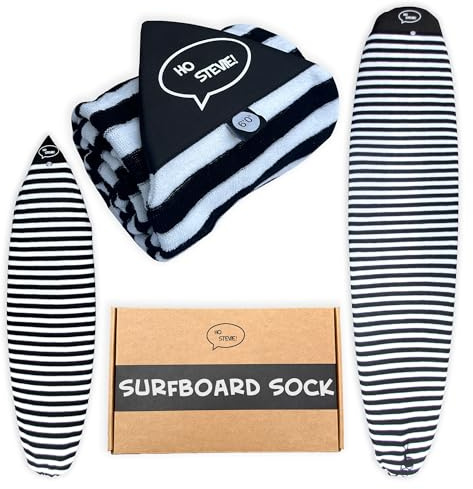 Ho Stevie! Surfboard Sock Cover - Light Protective Bag for your Surf Board (Black/White, 6'0)