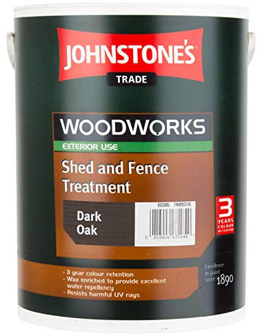 5 LTR JOHNSTONE'S WOODWORKS SHED & FENCE QUICK DRY WOODSTAIN DARK OAK