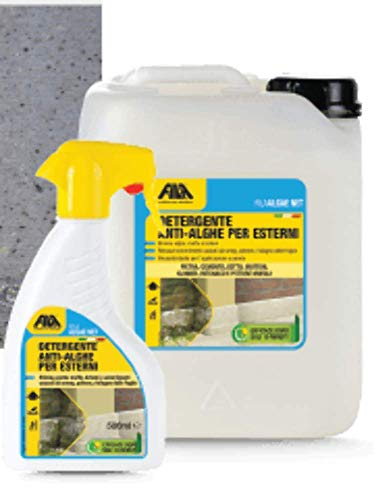 FILA Surface Care Solution ALGAENET, Detergente Anti-Alghe Pronto all'Uso per Esterni, Elimina Muffe Licheni e Annerimenti Causati da Smog nel Formato per Grandi superfici - 5 Litri