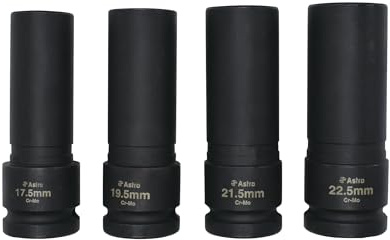 Astro Tools 78204 4-Piece 1/2 Drive 1/2 Size Thin Wall Lug Nut Socket Set - 17.5-22.5mm