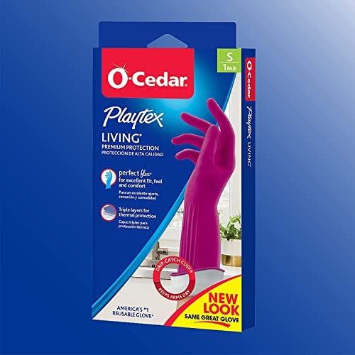 Playtex Living Reuseable Rubber Cleaning Gloves (Small, 3 Pairs), Premium Protection Reusable Household Gloves