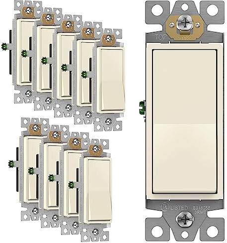 ENERLITES Light Almond Single Pole Decorator Light Switch, 15A, 10 Pack