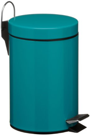 Premier Housewares 506429 Pedal Bin Turquoise Kitchen Bin Stainless Steel Bathroom Bin Pedal Push Kitchen Bins Recycling Bins 3 L, H26 x W17 x D23cm
