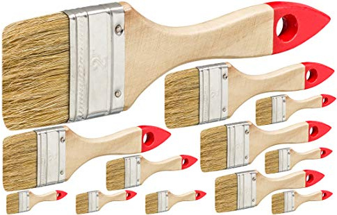 12 x Pincel Plano 50 mm Cerda China claro pintor barniz barniz lavable multiusos desechables la Industria barniz Brocha Pincel Pintura Brocha