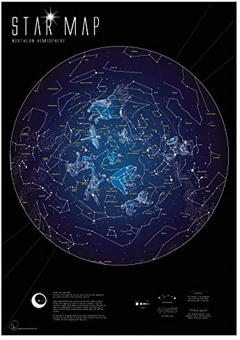 Maps International Glow in the Dark Constellation Map – Illuminates After Dark – 33 x 23