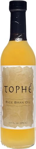 RICE BRAN OIL | All Natural, Made from 100% Non-GMO Rice | Rich in Vitamin E and Gamma-Oryzanol | Unfiltered, Non Winterized, No Trans Fat | 12.7 Oz Glass bottle By Tophé