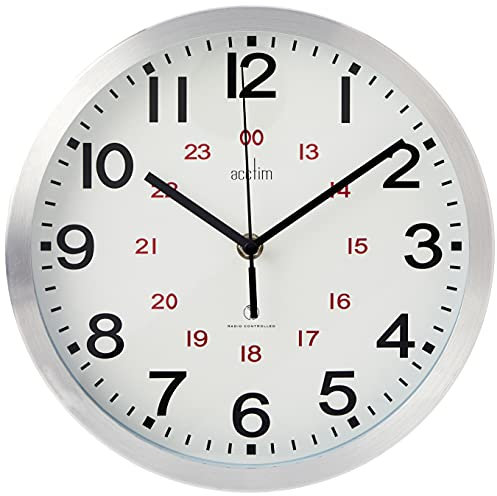 Acctim 74457 Century Radio Controlled Wall Clock, Aluminium, white