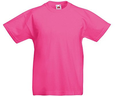 Fruit of the Loom - Camiseta de Manga Corta Original niños (7-8 Años/Fucsia)