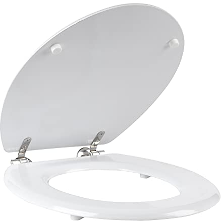 Beldray Toilet Seat - O Shaped White Tongue & Groove Wooden Cover, 18 Inch 36 x 42.8 cm, Fits Most Standard Sized Toilets, Stainless Steel Hinges, Simple Fitting, Quick Release For Easy Cleaning