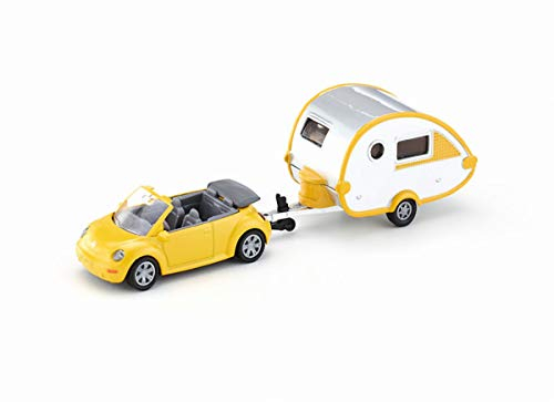 siku 1629, Voiture avec Caravane, métal/plastique, jaune/argenté, caravane amovible