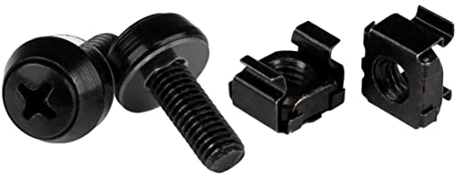 StarTech.com Paquete de 50 Tornillos y Tuercas Enjauladas Cage Nuts M6x12mm para Armarios Rack - Negro