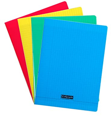 Clairefontaine 18055C - Heft / Schulheft Calligraphe DIN A4 21x29,7 cm, 70 Blatt, französische Lineatur, 90g, farbig sortiert, 1 Stück