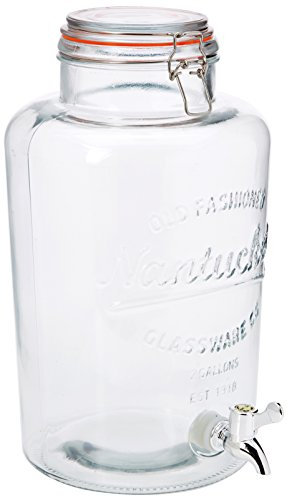 NERTHUS FIH 099 - Dispensador 8 litros, dispensador de bebidas de vidrio con grifo, Cristal, 30.26 cm