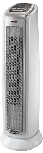 Lasko Oscillating Ceramic Tower Space Heater for Home with Overheat Protection, Timer, 22.5 Inches, Silver, 1500W, 5775