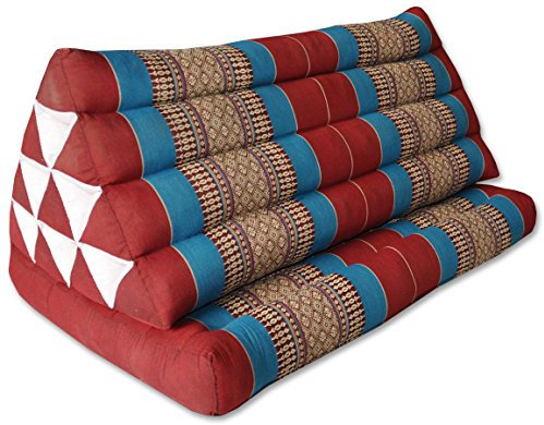 Wilai Kapok Thaikissen Dreieck XXL mit 1 Auflage (81216 - rot/blau)