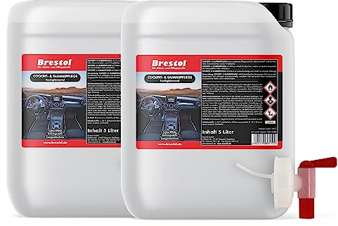 Brestol® Cockpit- & Gummipflege hochglänzend 10 Liter inkl. Auslaufhahn 51 mm - Innenraumpflege Kunststoff Gummi Vinyl Cockpitpflege Kunststoffpflege Vinylpflege Cockpitreiniger