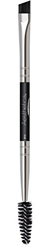 Aesthetica Pro Series Double Ended Eyebrow Brush & Spoolie - Angled Brow Brush for Precision Application & Blending of Eye Brow Powders, Waxes & Gels - Vegan & Cruelty Free