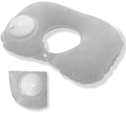 Lewis N. Clark Original Neckrest Inflatable Pillow, Waterproof Neck Pillow for Neck Support at the Beach, Pool + Airport Travel with Fully Adjustable Firmness and Included Carrying Pouch, Grey