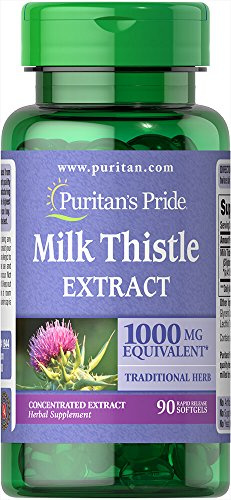 Puritan's Pride Milk Thistle 1000mg, 4:1 Extract (Silymarin), 90 Count
