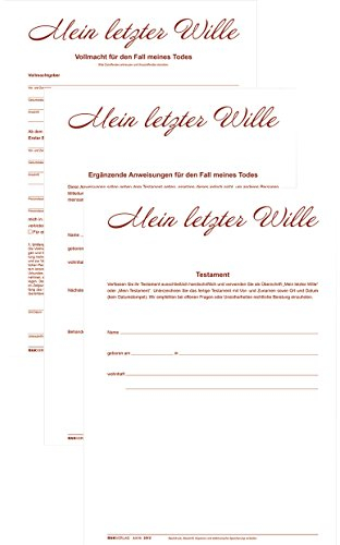 RNKVERLAG 2812 - Testament „Mein letzter Wille“ im Briefumschlag mit Schreibbogen, Vollmacht und Anweisungen, 1 Stück