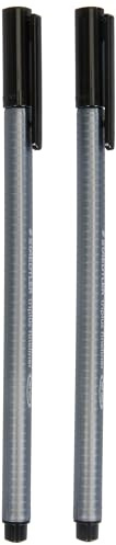 Staedtler Triplus Fineliner - Penne Nere con Punta Fine, Penna Gel con Fusto Ergonomico e Inchiostro Lavabile, Set Cancelleria Scuola Università e Ufficio, Penna Gel Nera Ideale per Cartoleria, 2 Pz