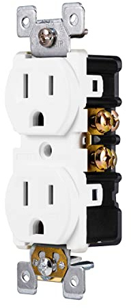 GE Duplex Wall Outlet, Tamper Resistant, 2 Grounded Outlets, White, 1 Pack