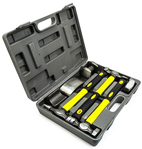 Bastex 7pc Auto Body Fiberglass Repair Dent Removal Kit for Fenders Doors Panels and Boats. Dolly Set Tools for Autobody Work