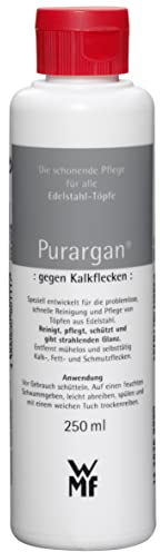 WMF Purargan vårdprodukter 250 ml, rengöringsmedel mot kalkfläckar, för krukor i rostfritt stål