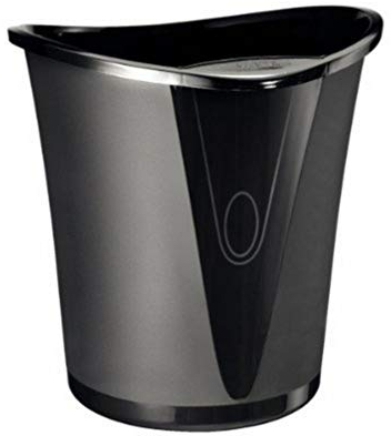 Leitz Papierkorb, 18 Liter, Kunststoff, Schwarz Transparent, Allura-Serie, 52040095