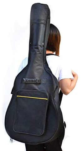 TRIXES Gitarrentasche in Originalgröße mit Schultergurten – wasserdichte, gepolsterte Tasche – Gigbag für Bass-, Akustik- und Klassische Gitarre – perfekt für unterwegs – Schwarz