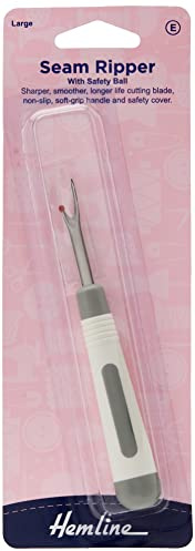Hemline Hangsell Seam Ripper, Soft Touch Grip, Large, White