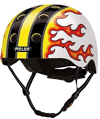 Melon Fahrradhelm »Fired Up« für Damen, Herren und Kinder | Leichter & sicherer urbaner Cityhelm mit Magnetverschluss, individuell anpassbar in bunt mit Flammen | Größe XL-XXL (58–63cm)