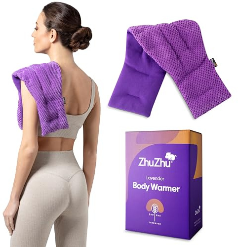 Zhu Zhu Lavender Body Warmer - Wheat Bag Microwavable Heat Pad for Pain Relief Soothe Muscle, Joint, Back, Neck and Period Pain Microwave Heat Pack