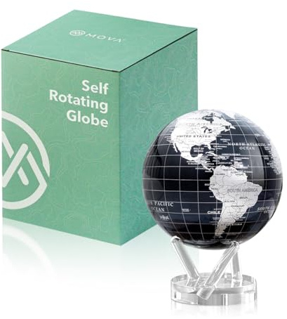 MOVA Self Rotating Globe, Jet Black and Silver Prestige (8.5)