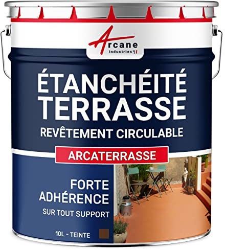 ARCANE INDUSTRIES Peinture résine d'étanchiété terrasse Exterieur - Peinture étanche circulable pour Sol extérieur : ARCATERRASSE - 10 L Taupe