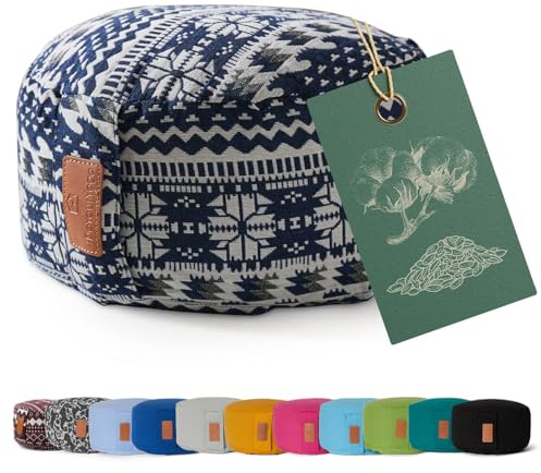 #DoYourYoga Coussin de Yoga »Vishnu« - Idéal pour Yoga, pilâtes et méditations prolongées - Housse retirable & Lavable - Dimension : H 15 cm, D env. 30 cm - Style 1 - Coques d'épeautre