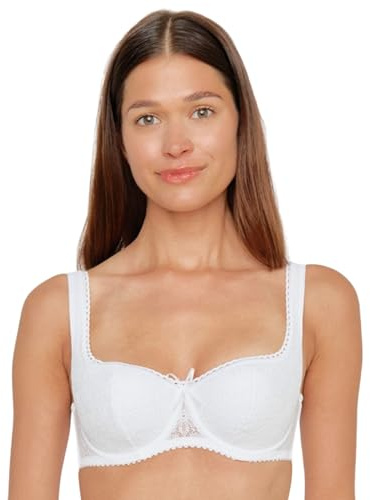 SUSA Dirndl Balconette BH 7592 med bygel och delikat rosett – storlek A-F – Dirndl-bh med vadderade kupor och justerbara remmar – högkvalitativa material – bekväm och elegant – Ökotex-certifierad, Vit
