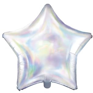 Folienballon Stern 48cm - Ballon für Helium oder Luft - Luftballon für Hochzeit Silvester Weihnachten Geburtstag - Folienluftballon Sternballon - Geburtstagsdeko & Partydeko - Silber Irisierend