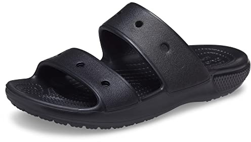 Crocs Men's and Women's Classic Two-Strap Slide Sandals, Black, 14 Women/12 Men