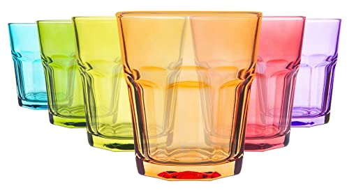 Rink Drink 6 Piece Verres de Couleur, l'eau Ensemble - Vibrant Party Cocktail Multicolore Boire Gobelets - 305ml - 6 Couleurs