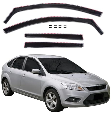 SCOUTT | GP Windabweiser Regenabweiser Passend Für Focus 2, Limousine, Schrägheck 2005-2010, Schwarz, Getönt, Set 4-Teilig, Aerodynamisch