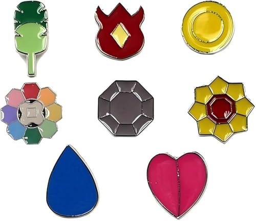 SOLBUM Generation 1-6 Gym Badge Collection Box Game Collection Badges Set of 8PCS Gift for Boy and Girls (A)