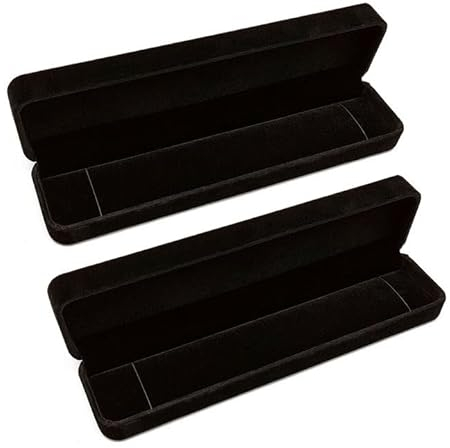 MIVAIUN 2 st rektangelhalsband låda svart sammet armband presentförpackning smycken displaylådor, rektangel halsbandslåda lång kedja